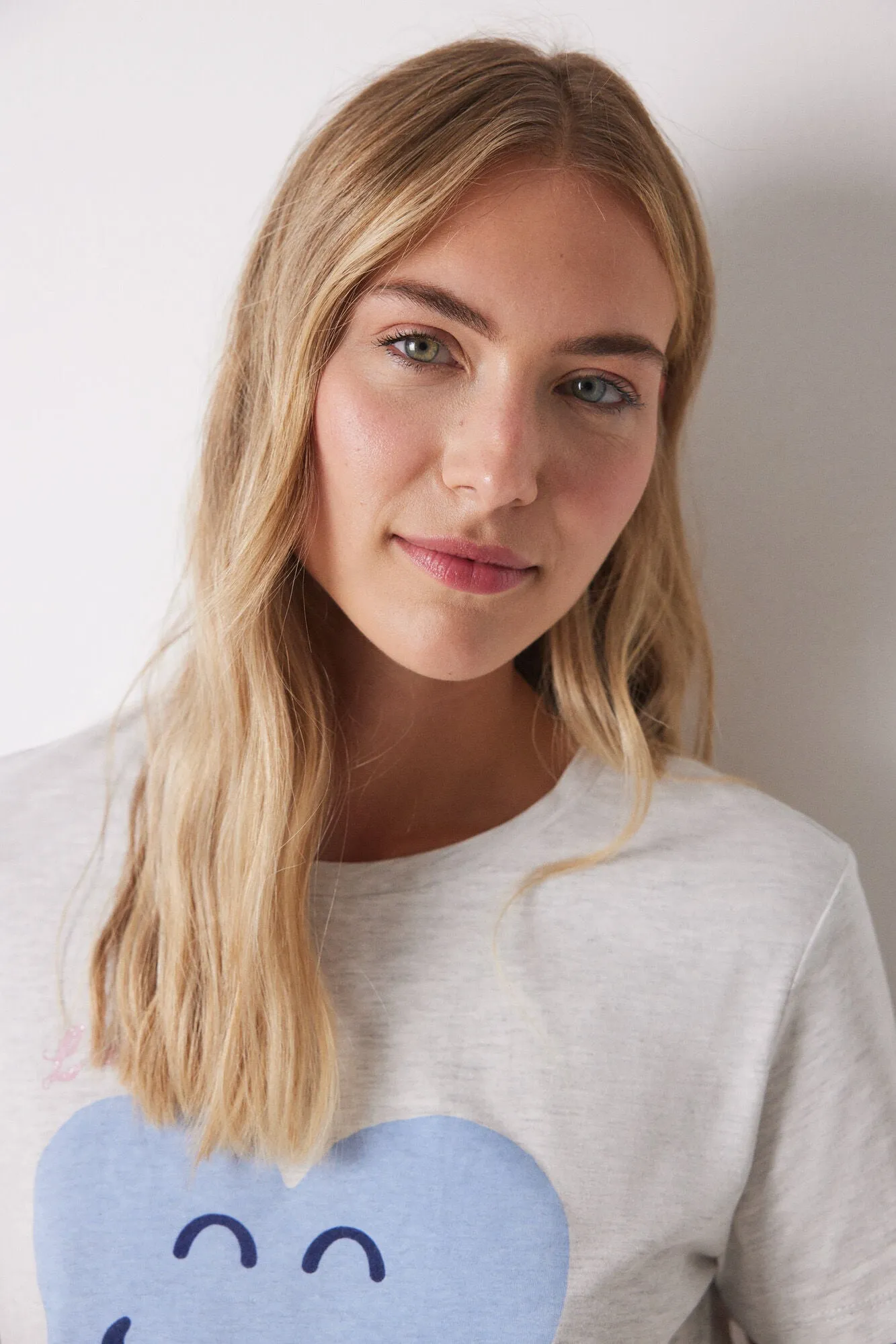 100% cotton blue heart pajamas