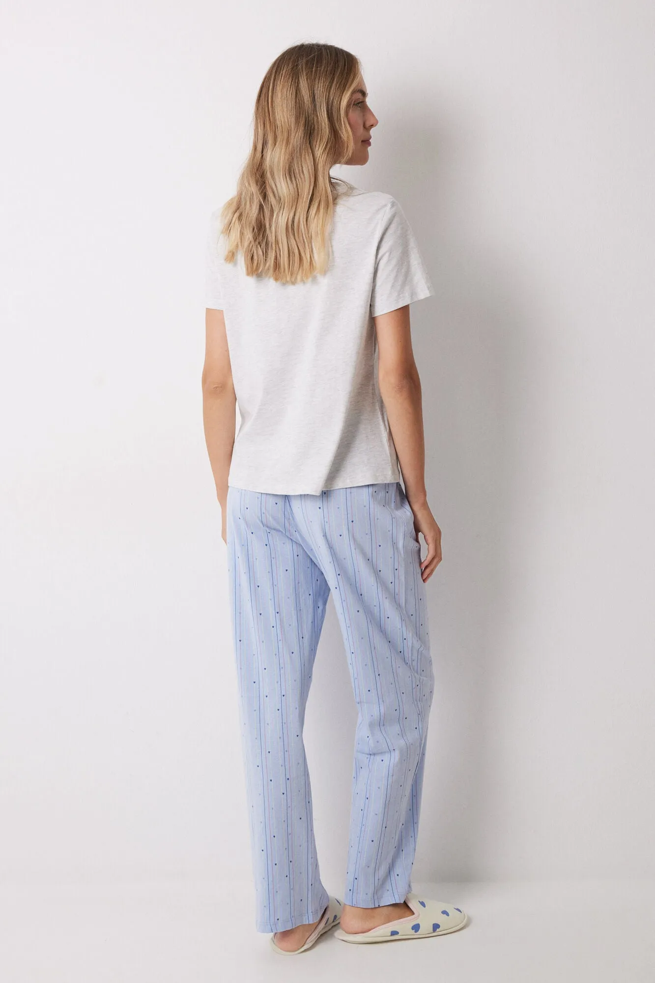 100% cotton blue heart pajamas