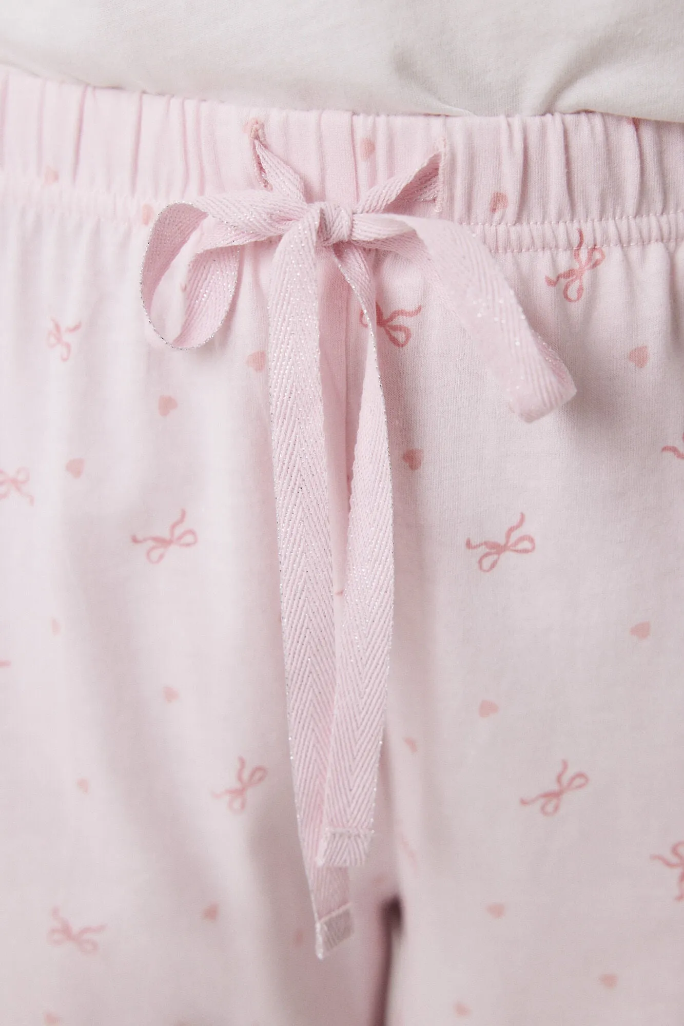 100% cotton white and pink Capri pajamas