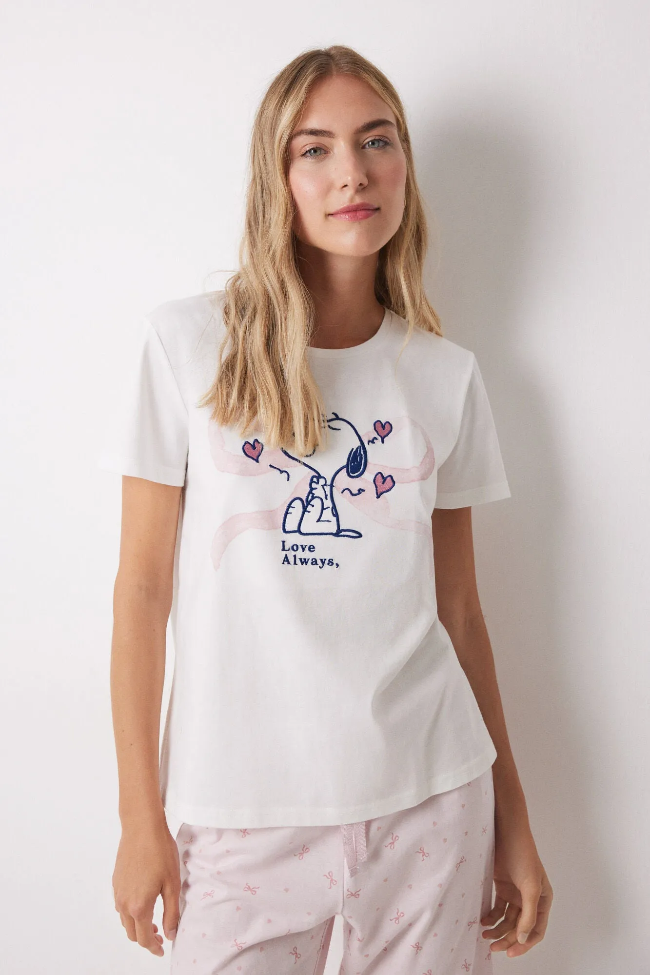 100% cotton white and pink Capri pajamas