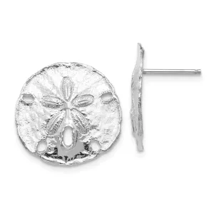 14K WHITE GOLD LARGE SANDDOLLAR POST EARRINGS