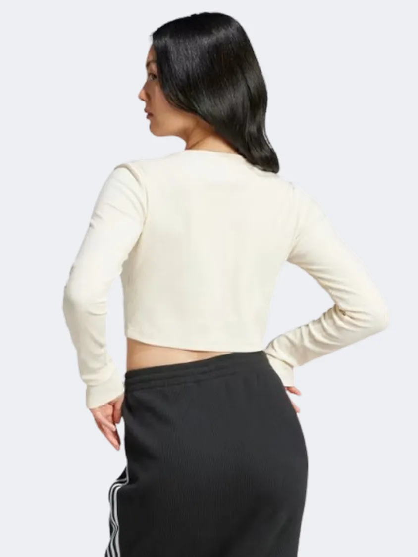 Adidas Essentials Ribbed Women Original Long Sleeve Wonder White