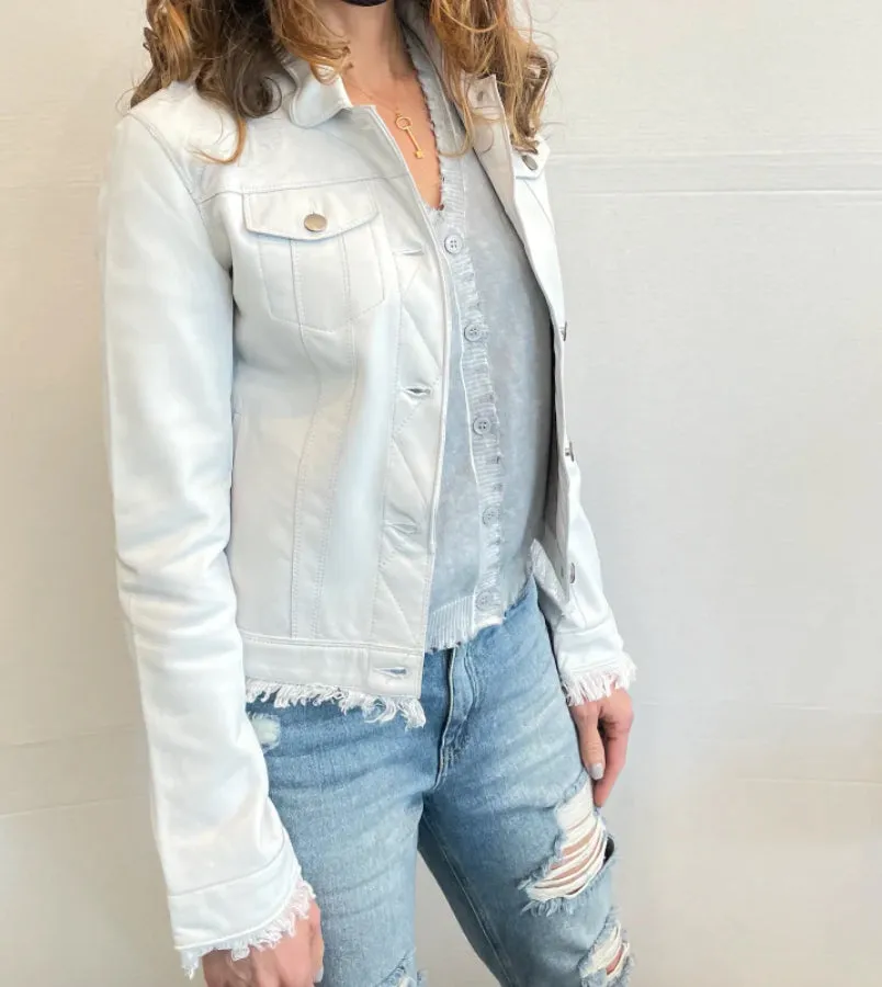 Alexa Leather Jacket | White