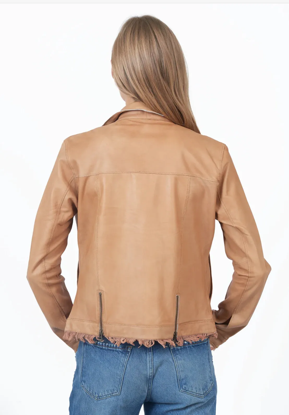 Alexa Patina Leather Jacket | Sand