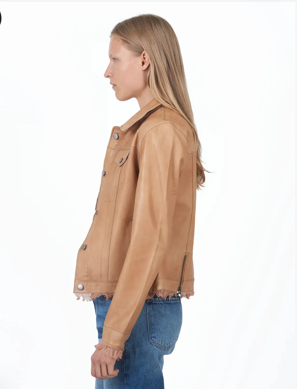Alexa Patina Leather Jacket | Sand
