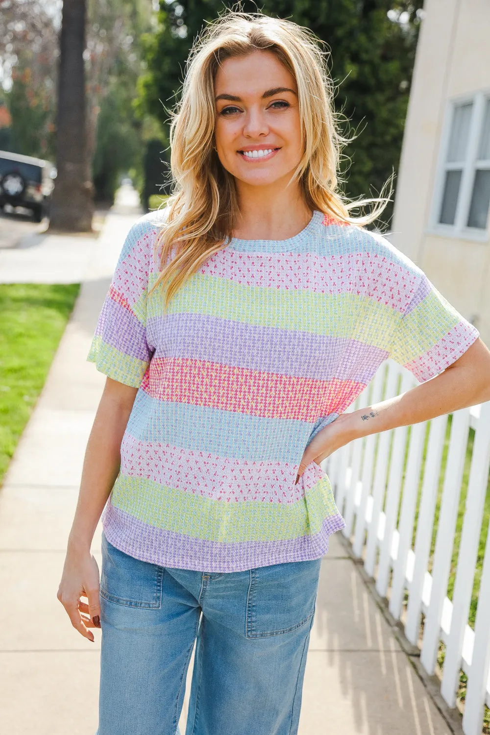 All My Love Textured Waffle-Knit Top