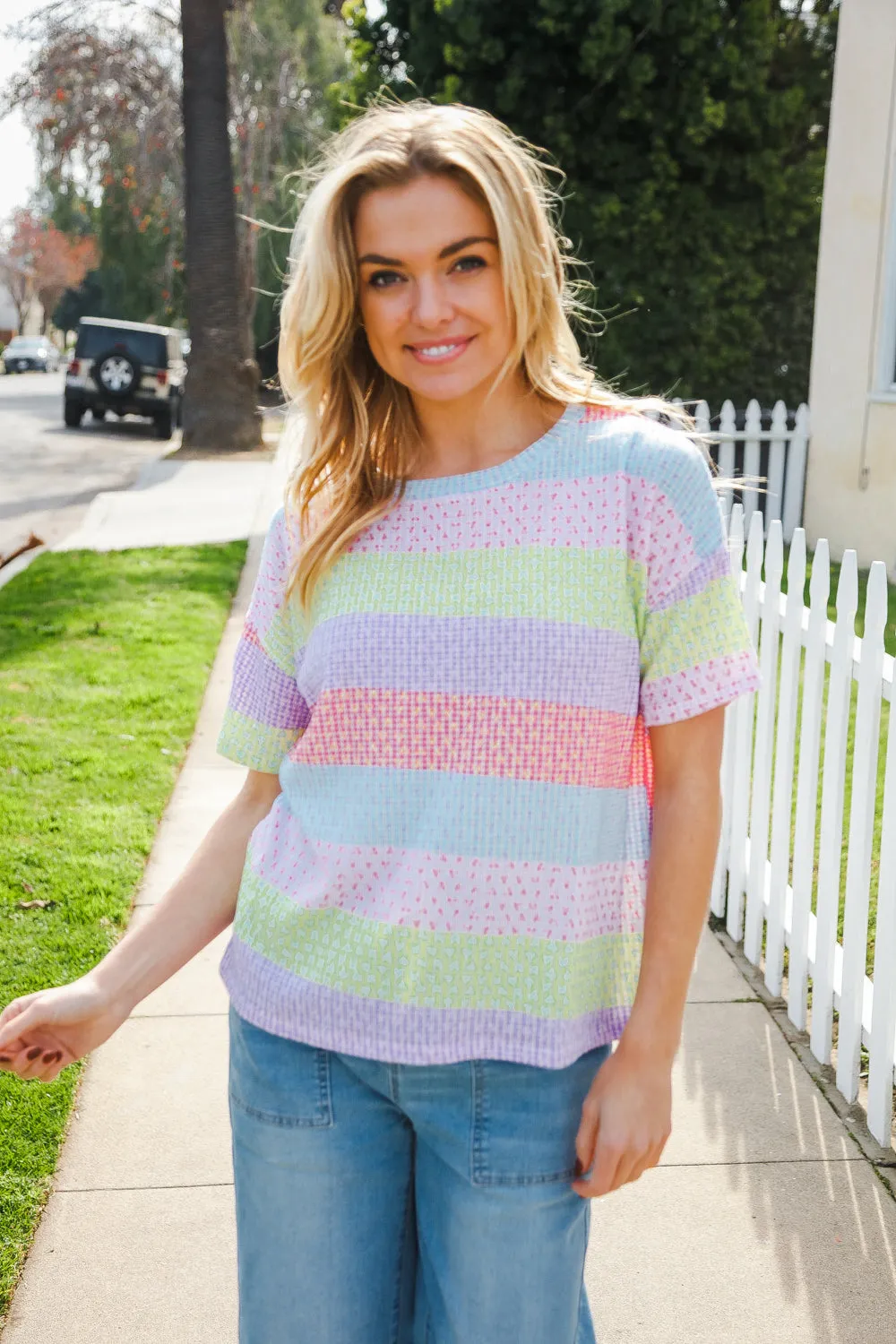All My Love Textured Waffle-Knit Top