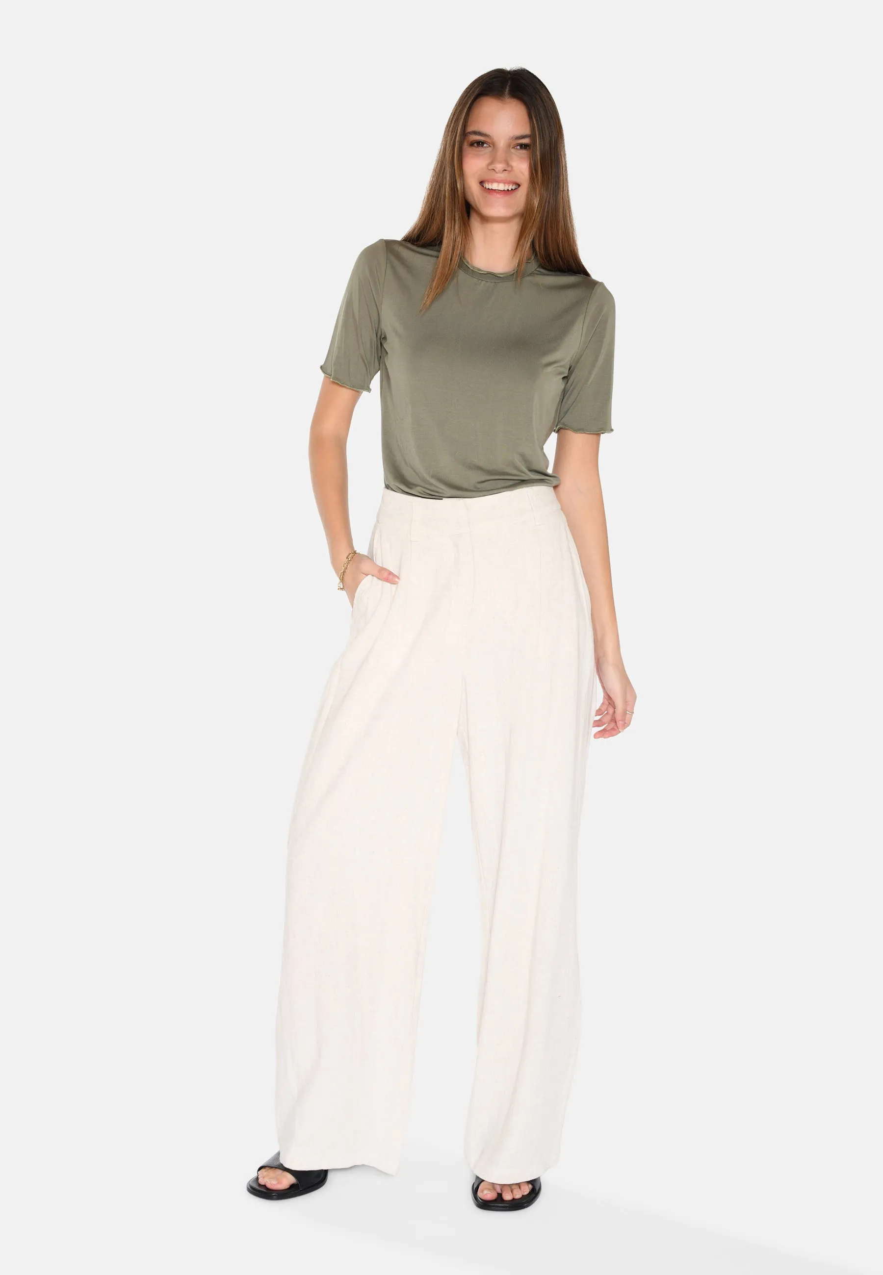 Andriana dressed linen pants 2744 - Castle Wall