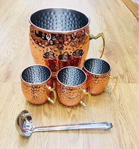 ARTC Hammered Mojito Moscow Mule Copper Mugs Set of 5 Pieces Gold