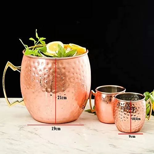 ARTC Hammered Mojito Moscow Mule Copper Mugs Set of 5 Pieces Gold