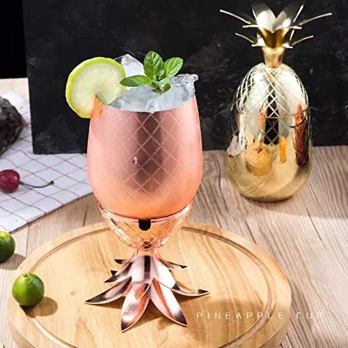 ARTC Solid Copper Pineapple Tumbler/Mug with Copper Straw