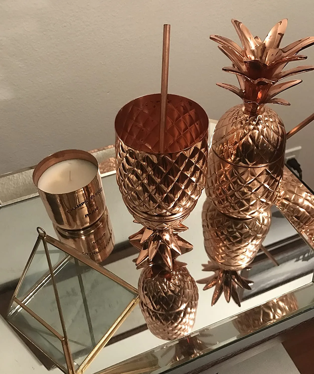 ARTC Solid Copper Pineapple Tumbler/Mug with Copper Straw
