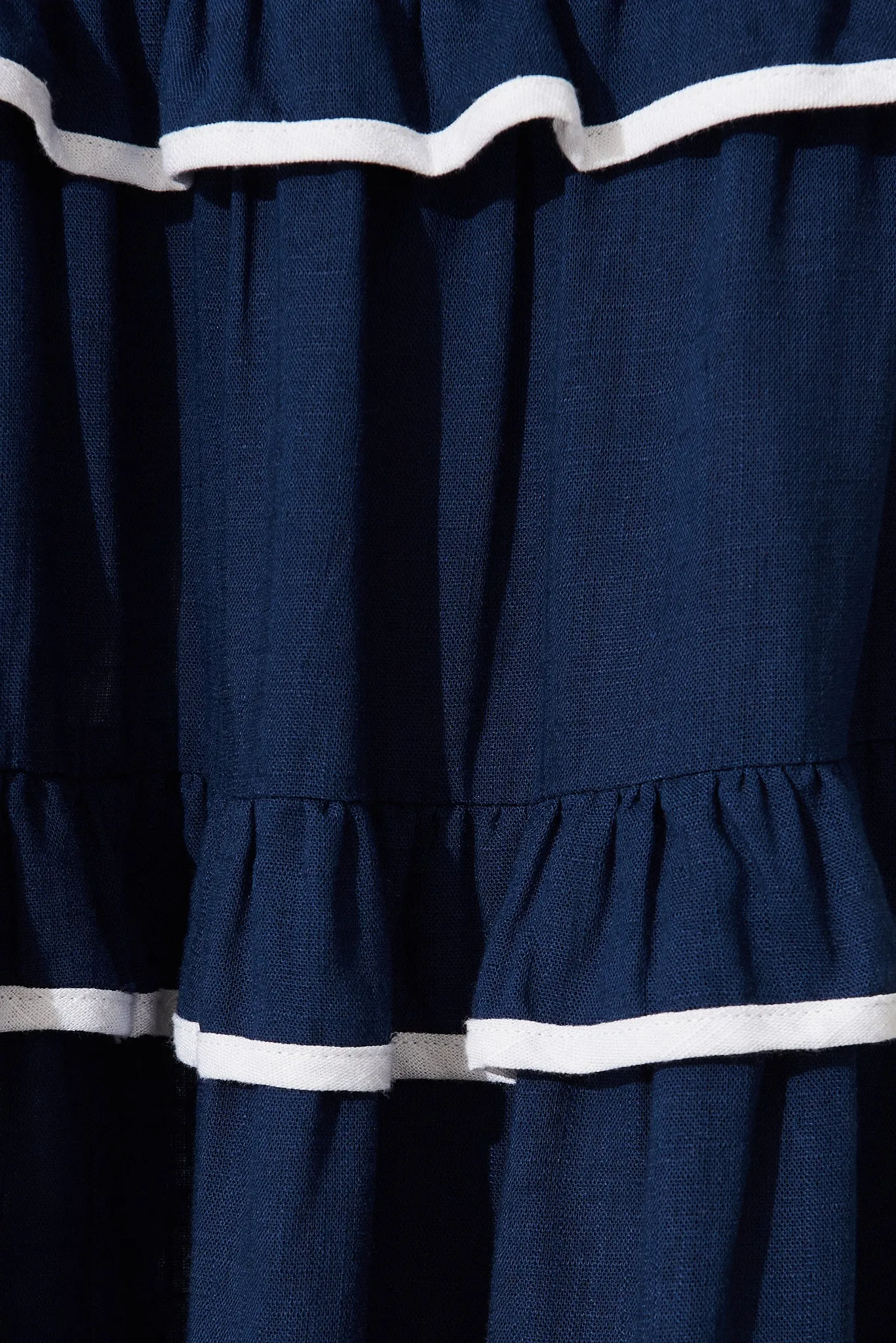 Austen Midi Skirt In Navy Linen Blend