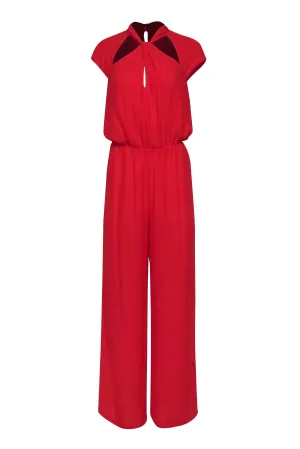 BCBG Max Azria - Red Jumpsuit w/ Cut-Out Shoulder Detail Sz S