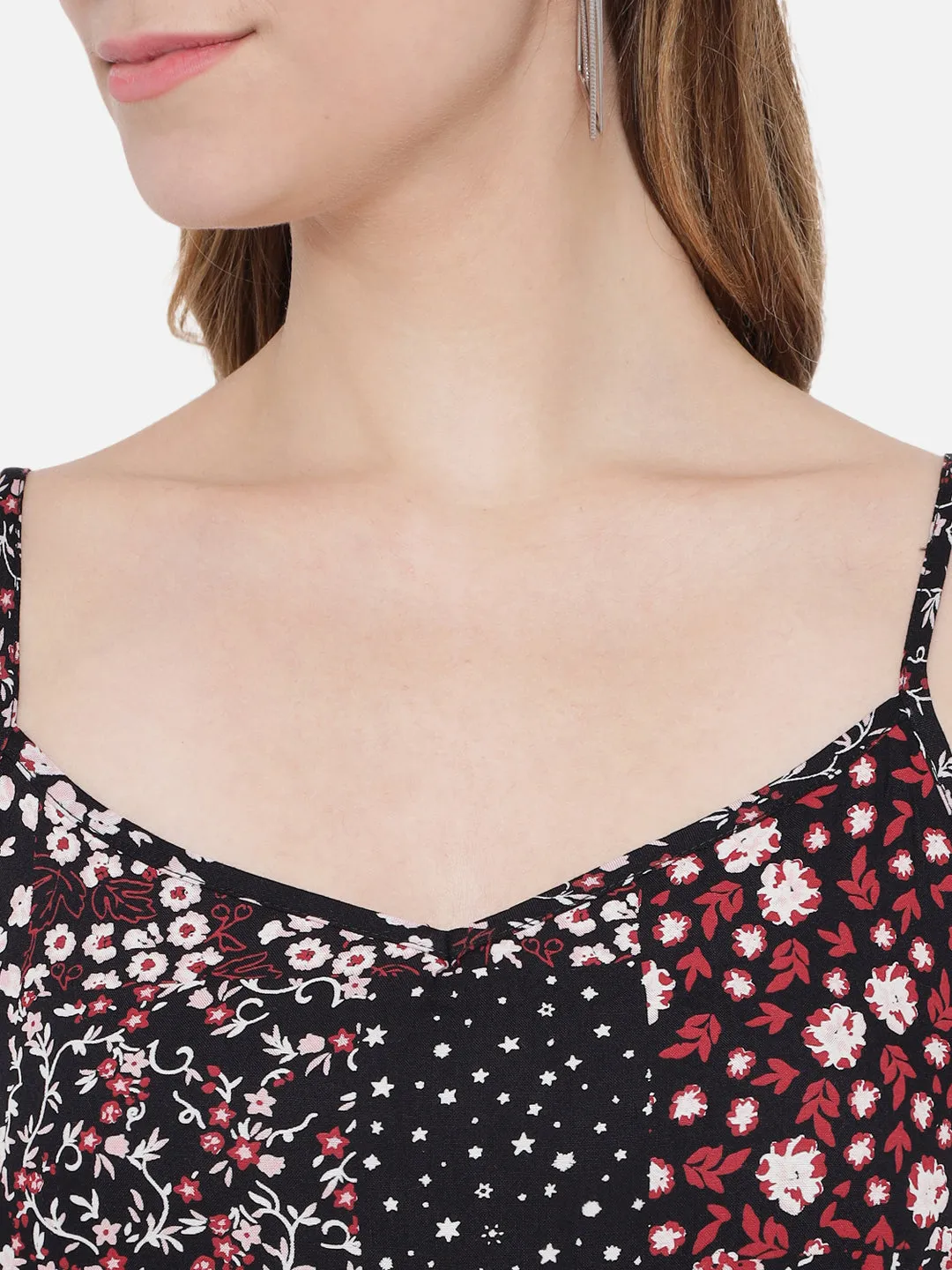 Black Abstract Print Dress