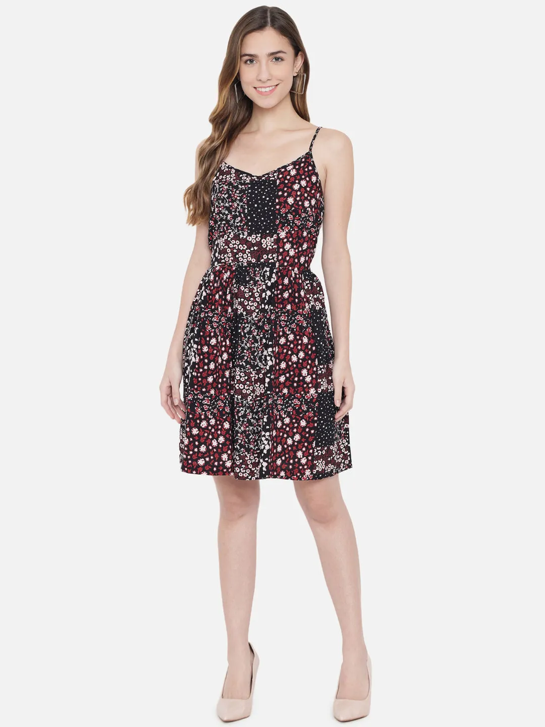 Black Abstract Print Dress