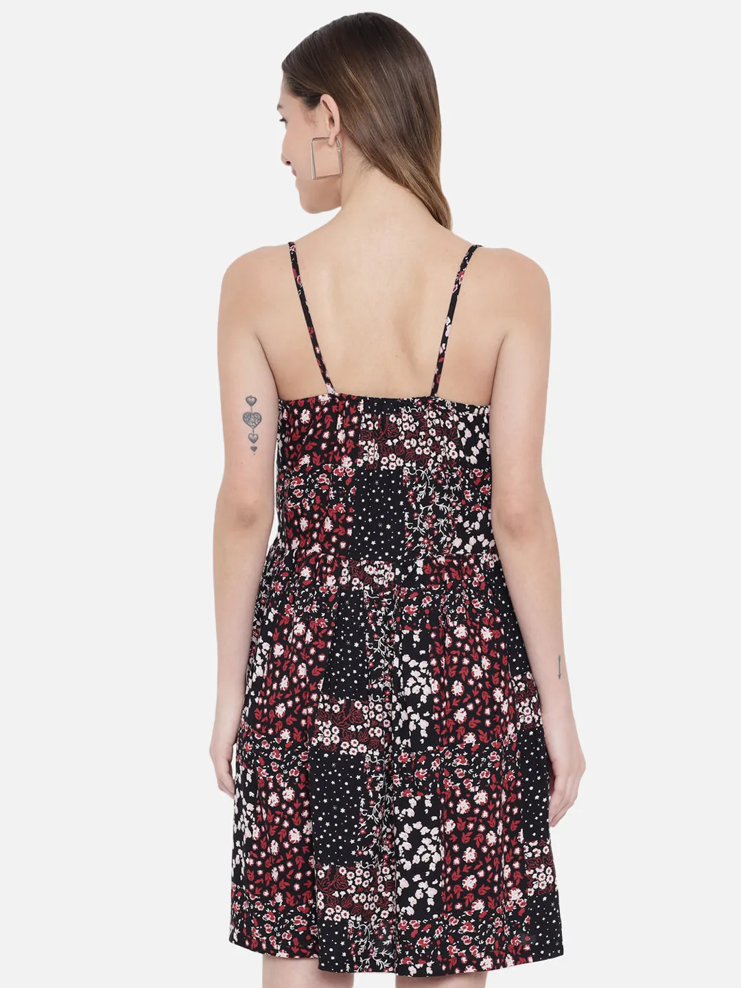 Black Abstract Print Dress