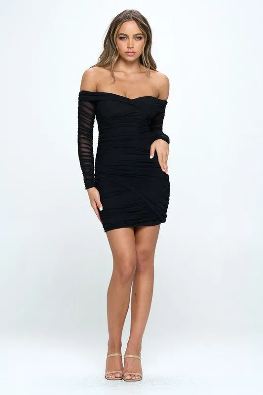 Black Off Shoulder Mini Dress