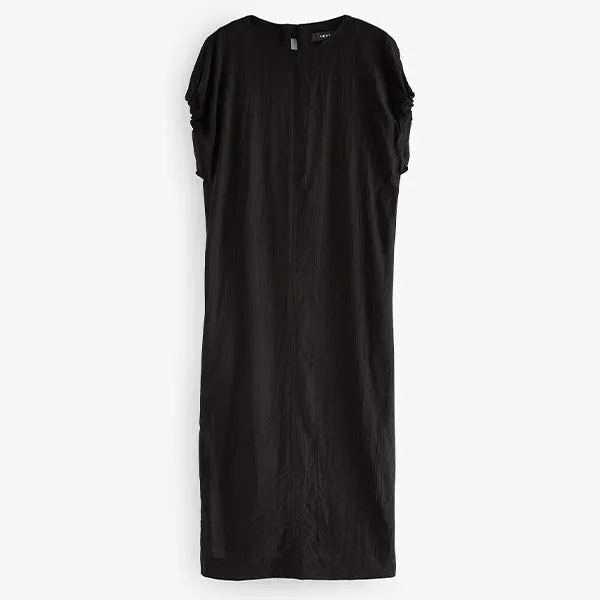 Black Short Sleeve Column T-shirt Midi Dress