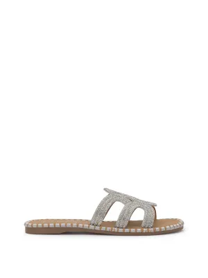 Bria Flat Sandal in Silver