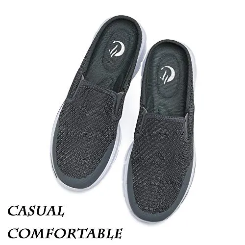 C CELANDA Womens Mens Garden Clogs Mules Slip on House Slippers Breathable Lightweight Mesh Shoes Non Slip Trainers Knit Sneakers Dark Grey