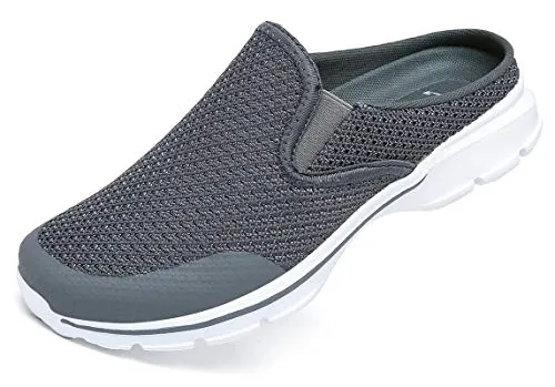 C CELANDA Womens Mens Garden Clogs Mules Slip on House Slippers Breathable Lightweight Mesh Shoes Non Slip Trainers Knit Sneakers Dark Grey