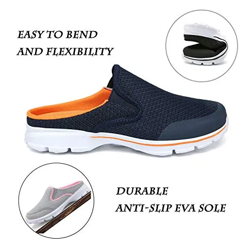 C CELANDA Womens Mens Garden Clogs Mules Slip on House Slippers Breathable Lightweight Mesh Shoes Non Slip Trainers Knit Sneakers Dark Grey
