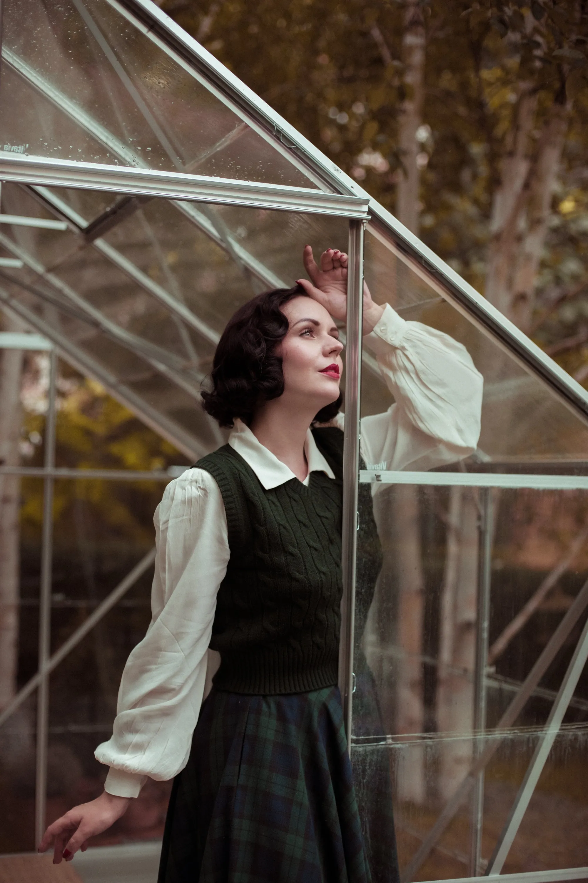 Cable Knit Slipover in Forest Green, Stunning 1940s True Vintage Style