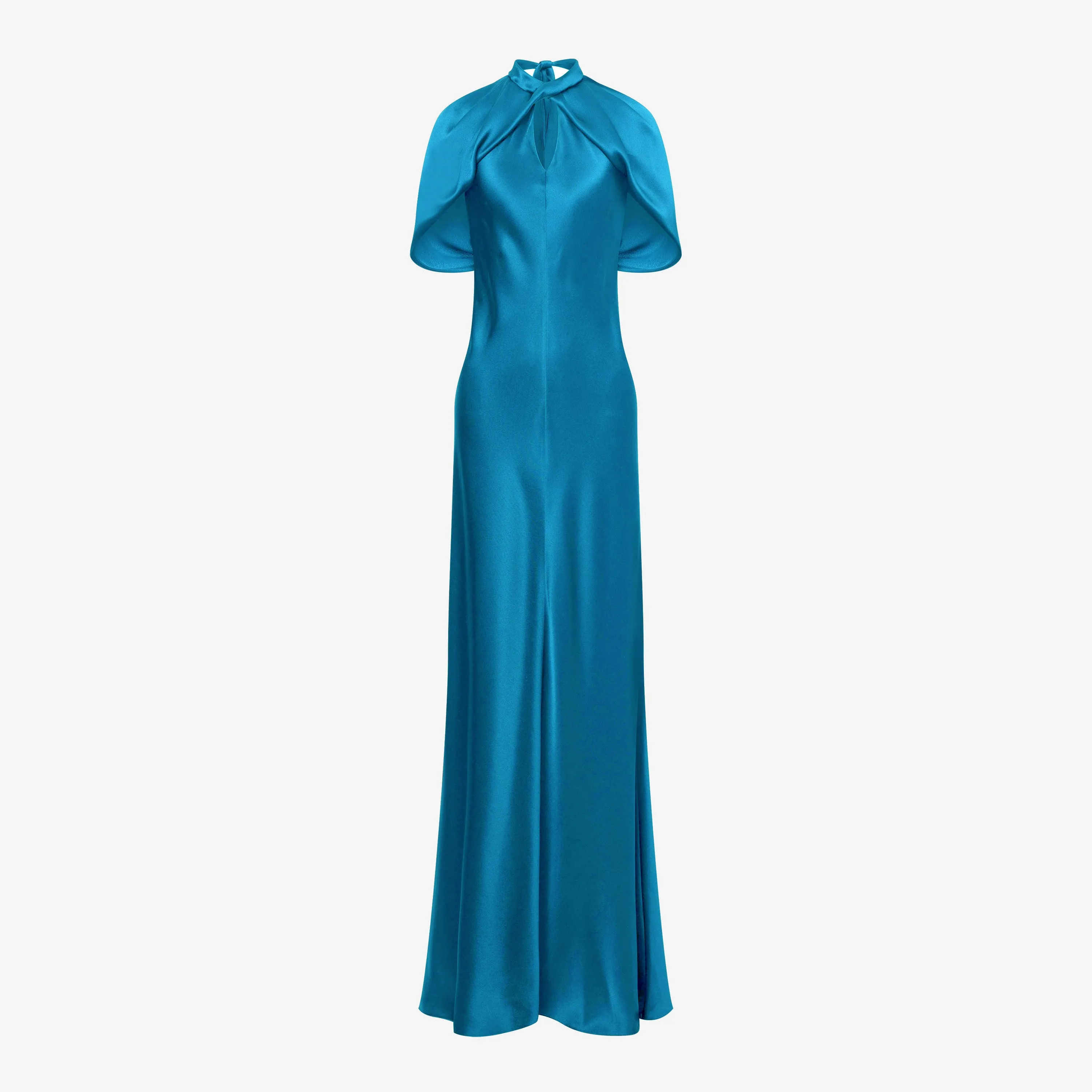 Celestial Satin Dress with Cape Sleeve