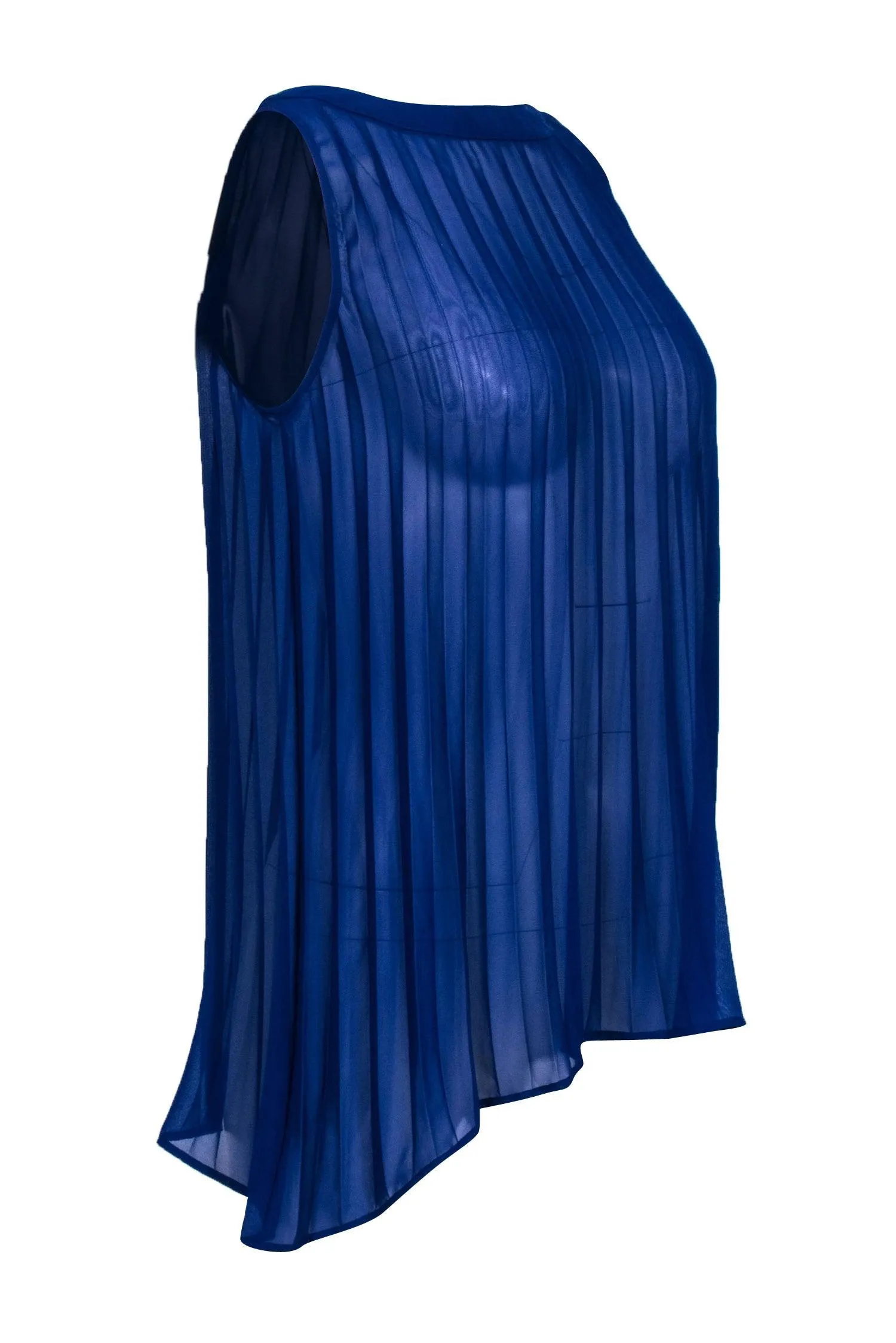 Club Monaco - Cobalt Pleated Sheer Tank w/ Back Purple Bow Sz XS