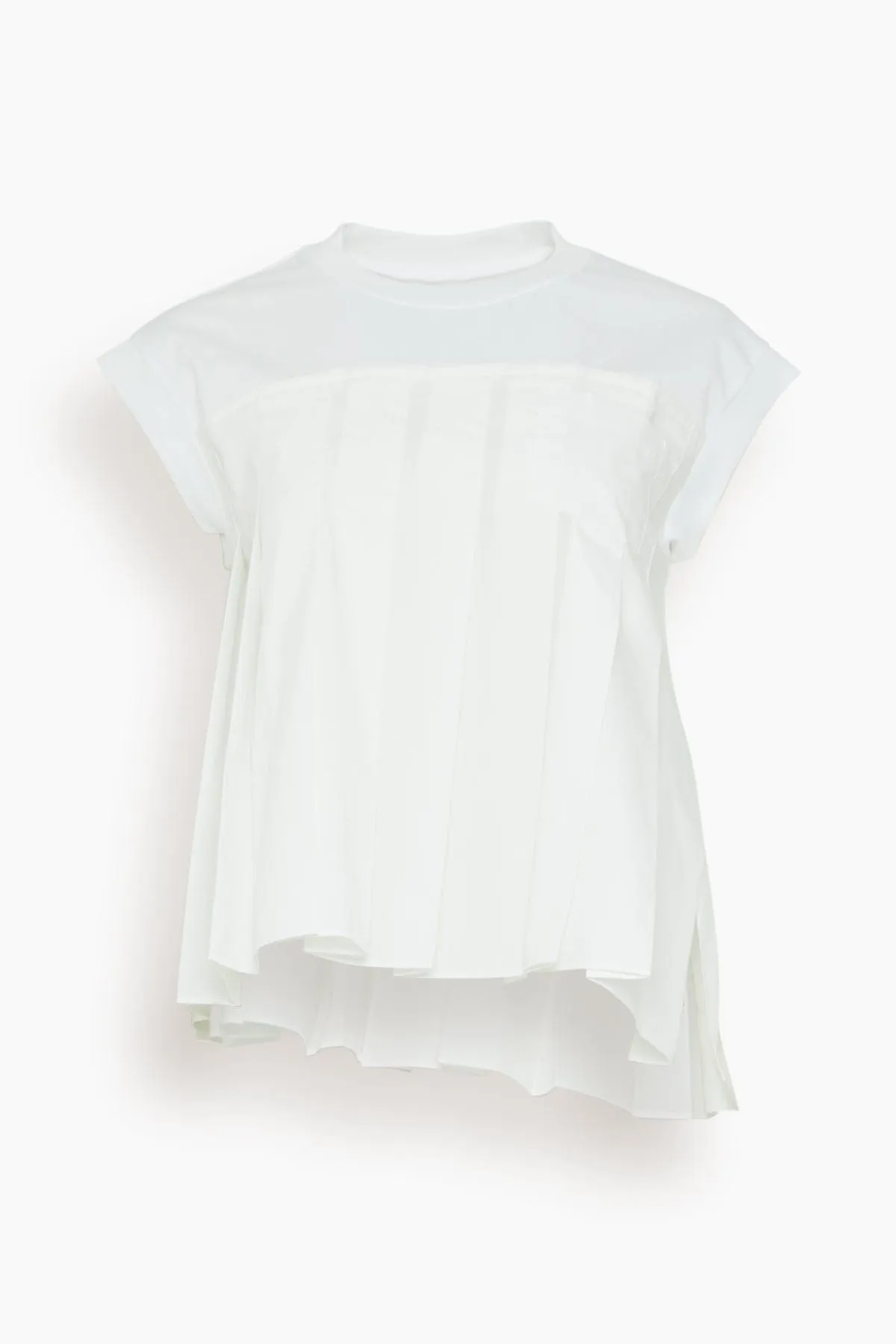 Cotton Poplin x Cotton Jersey T-Shirt in Off White