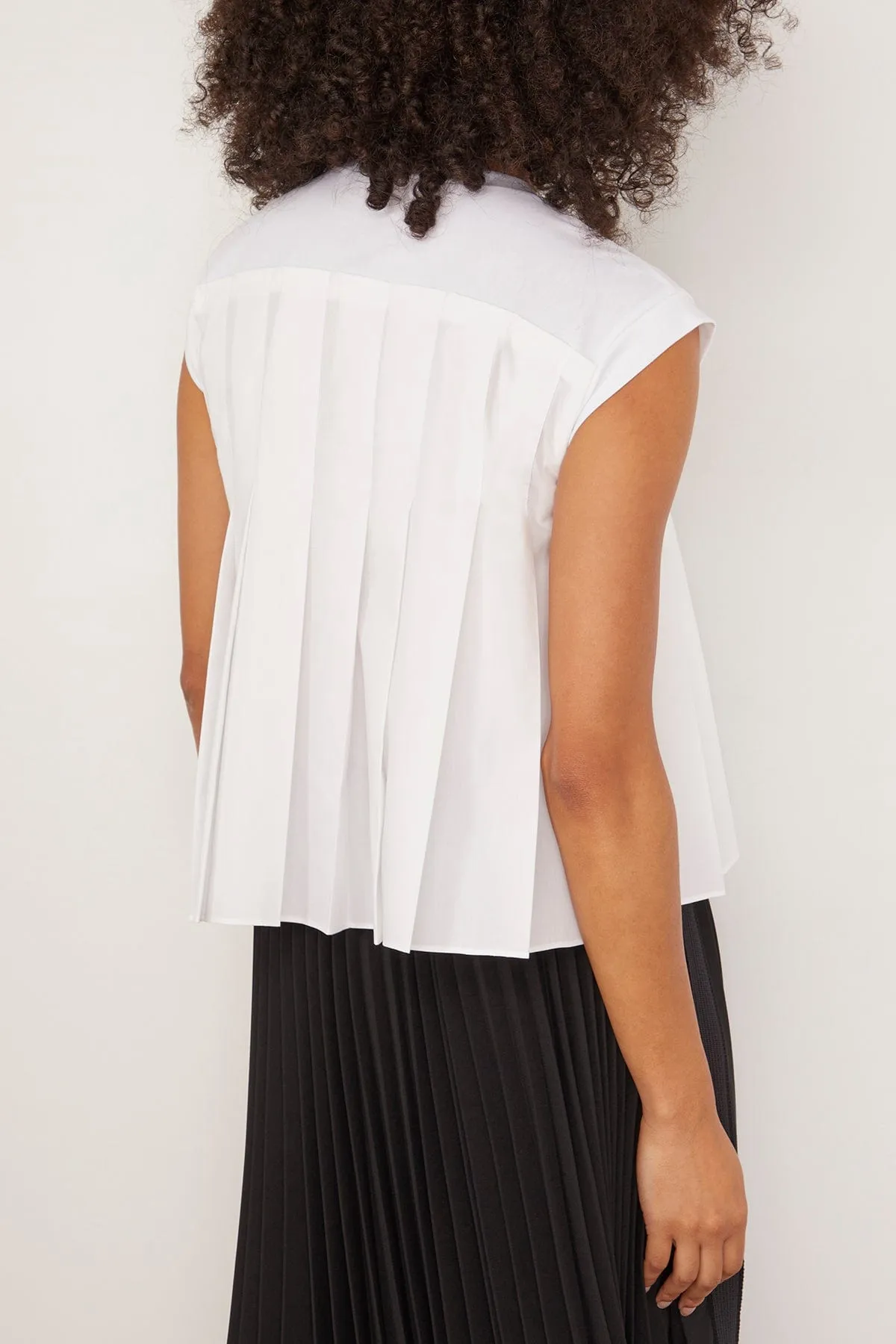 Cotton Poplin x Cotton Jersey T-Shirt in Off White