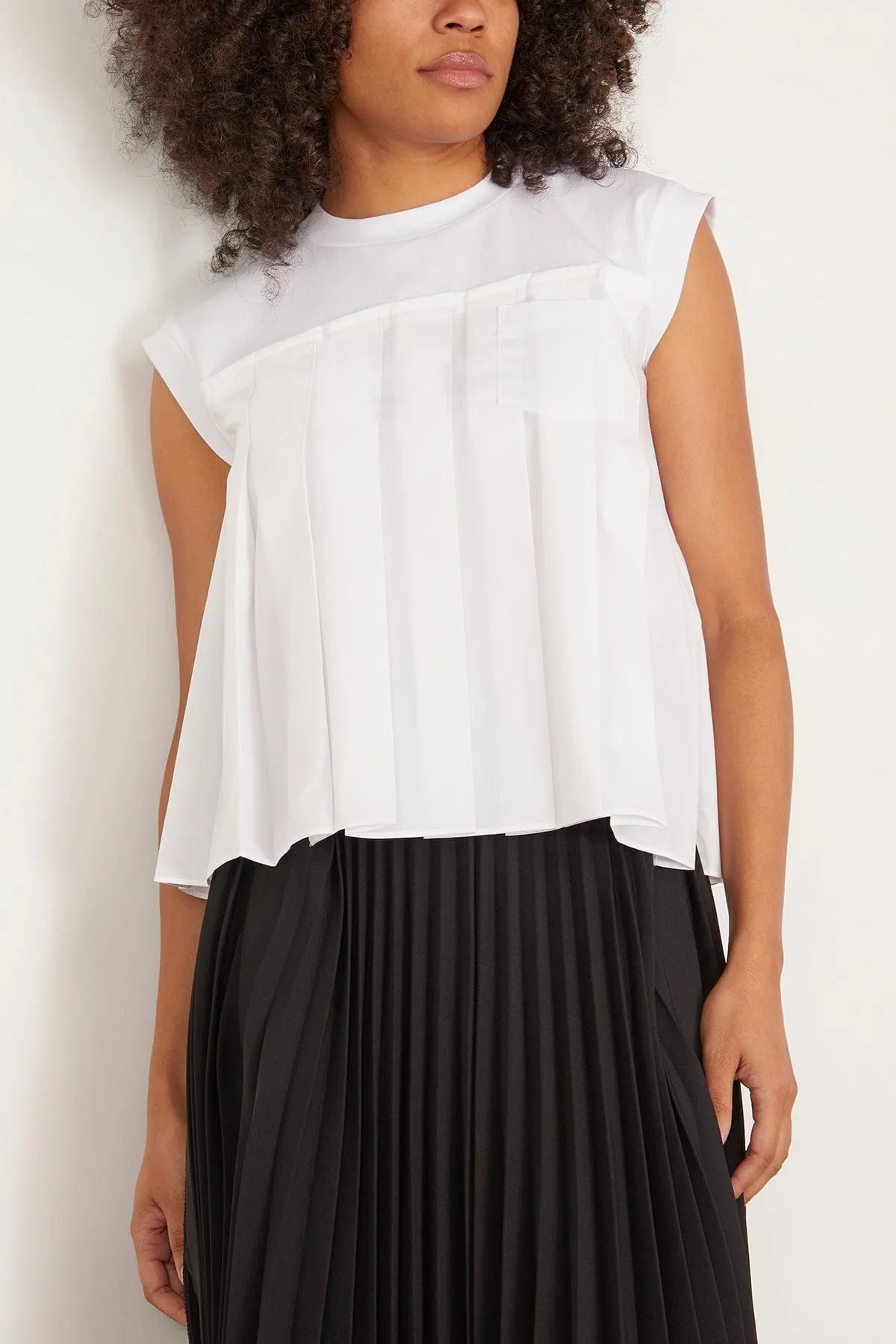 Cotton Poplin x Cotton Jersey T-Shirt in Off White