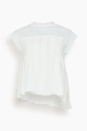 Cotton Poplin x Cotton Jersey T-Shirt in Off White