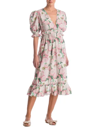 Dahlia Midi Dress With Puff Sleeves