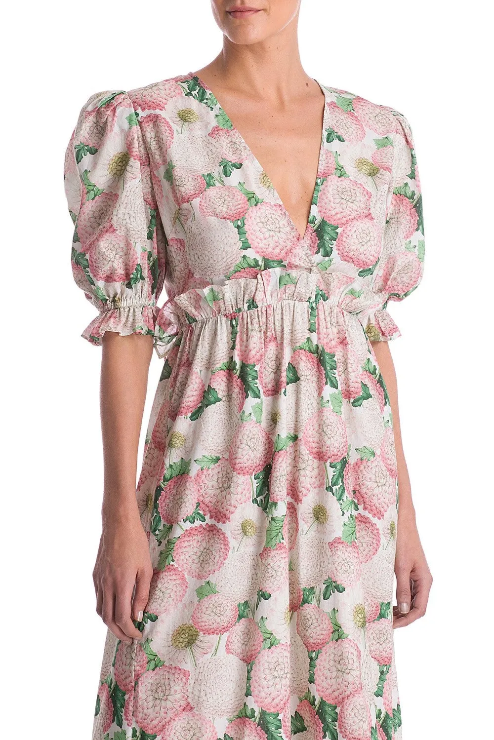 Dahlia Midi Dress With Puff Sleeves