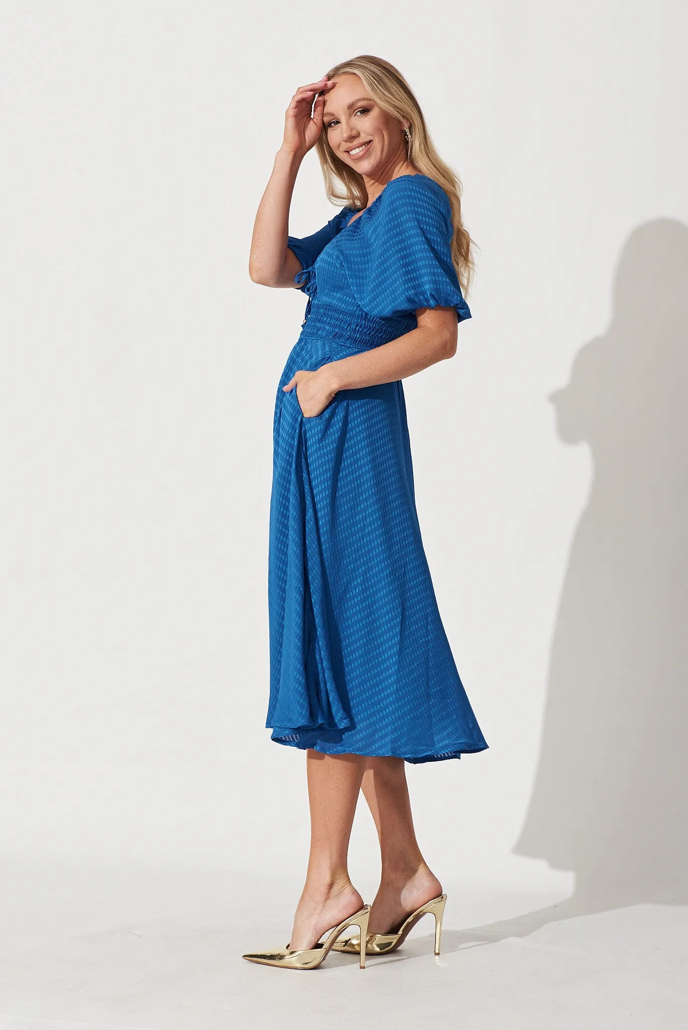 Darling Cove Midi Dress In Blue