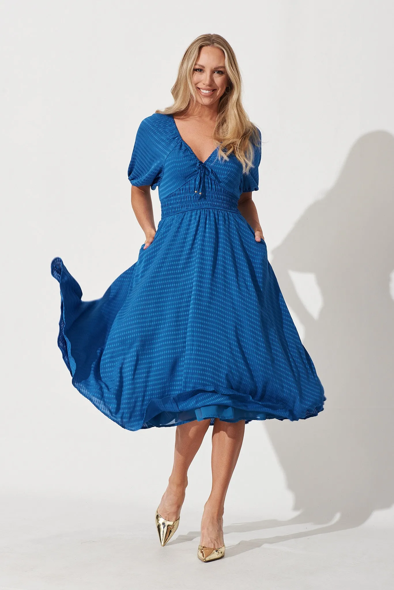 Darling Cove Midi Dress In Blue