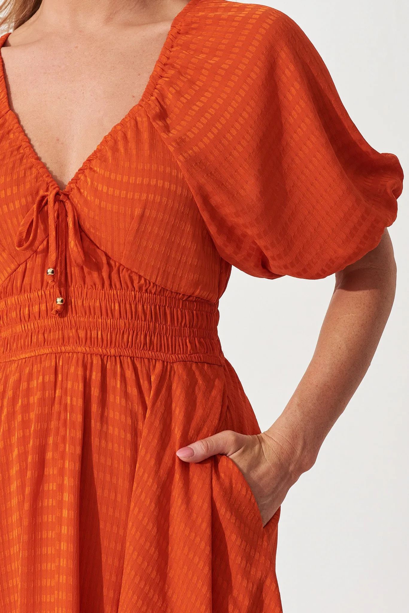 Darling Cove Midi Dress In Tangerine