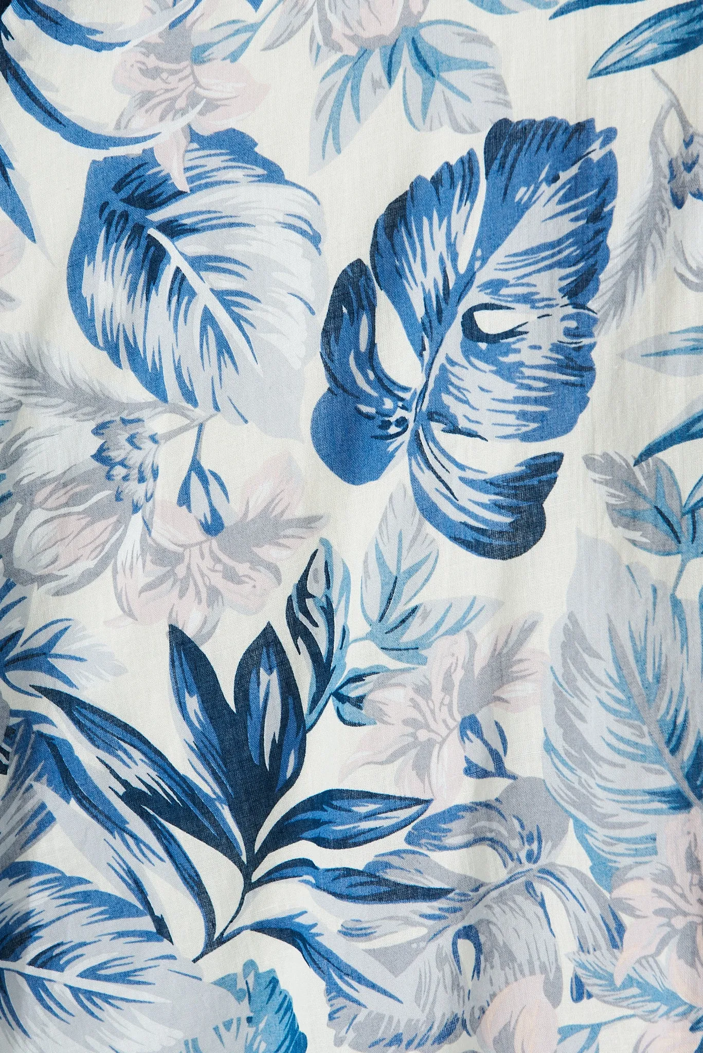 Darling Point Dress In White With Blue Floral Print Cotton