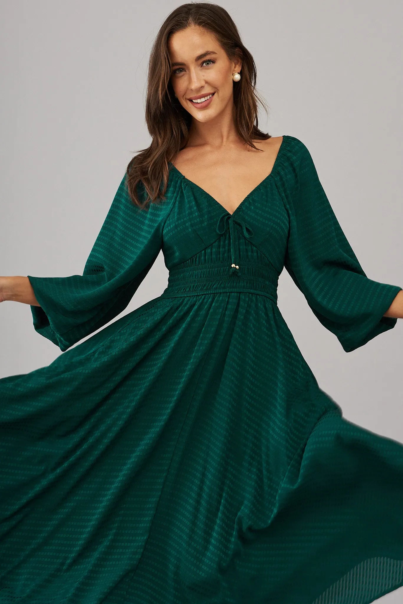 Darling Point Midi Dress In Emerald