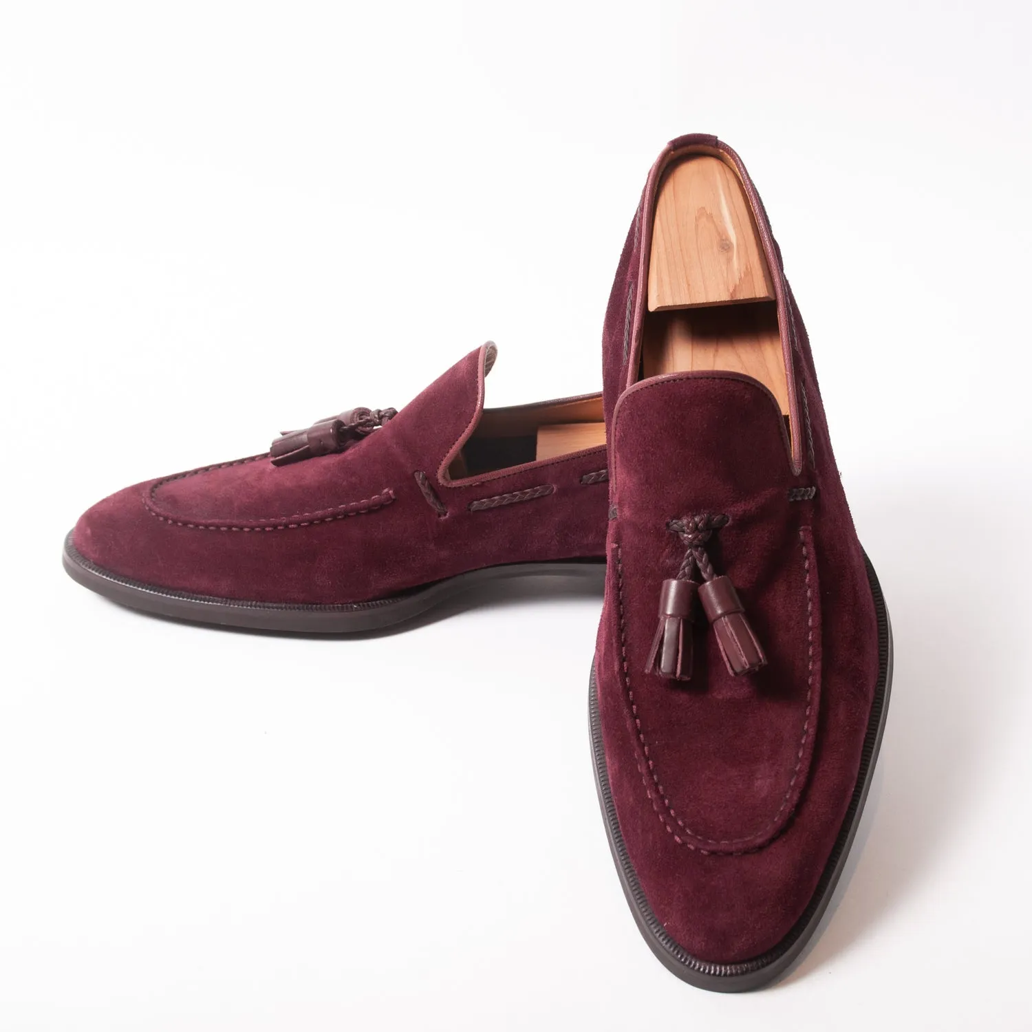 Di Bianco Wine Red Suede Tassel Loafers