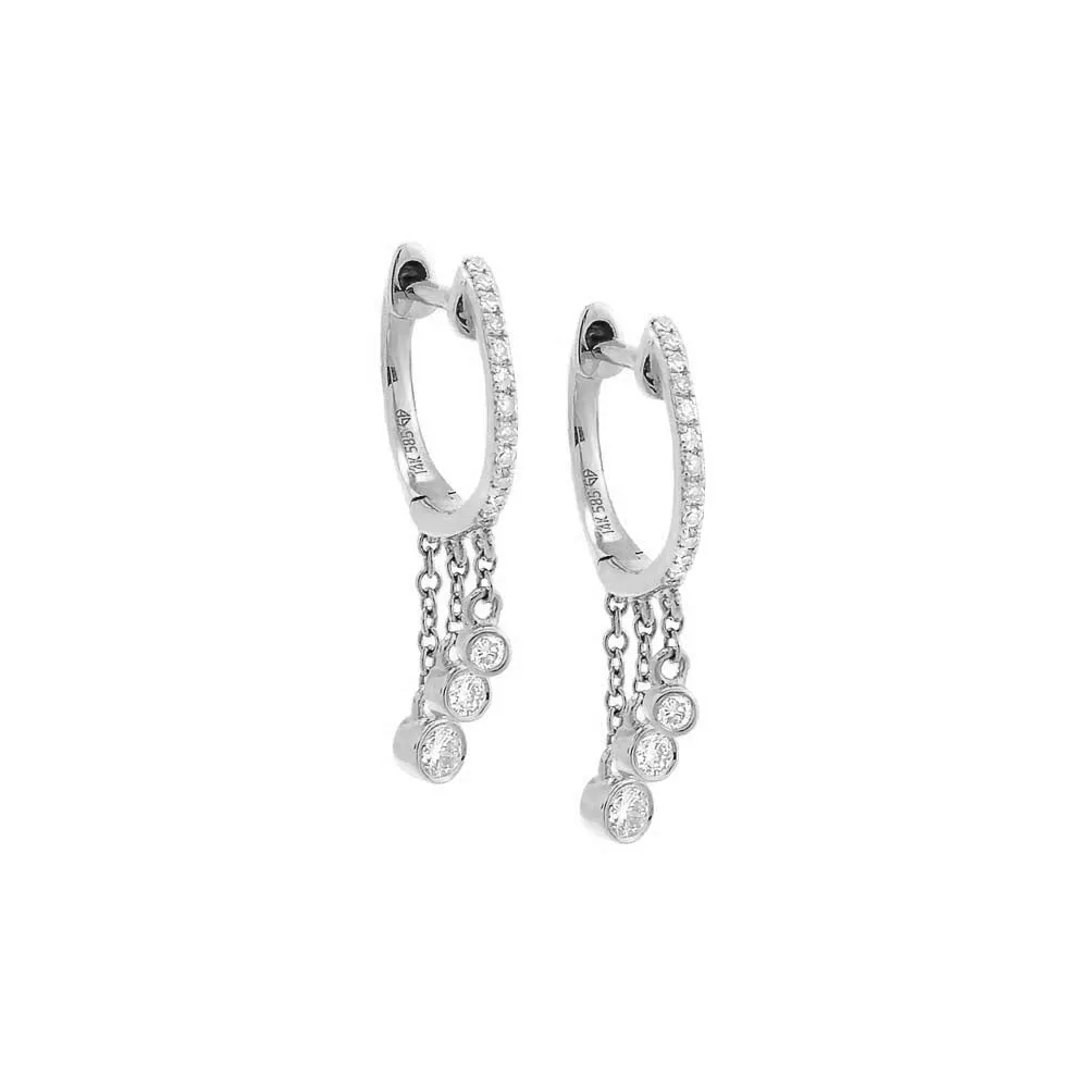 Diamond Bezel Dangling Huggie Earring 14K by By Adina Eden