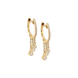 Diamond Bezel Dangling Huggie Earring 14K by By Adina Eden