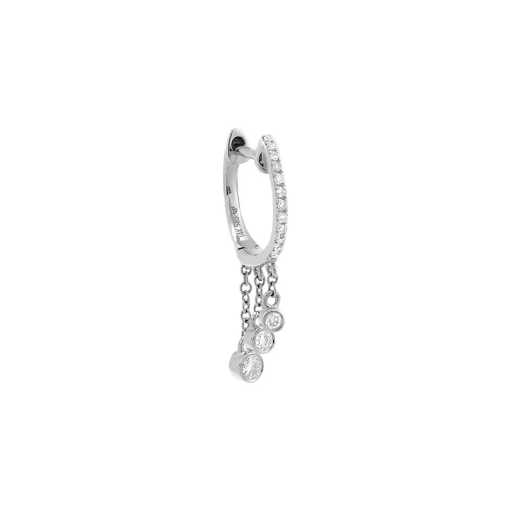 Diamond Bezel Dangling Huggie Earring 14K by By Adina Eden