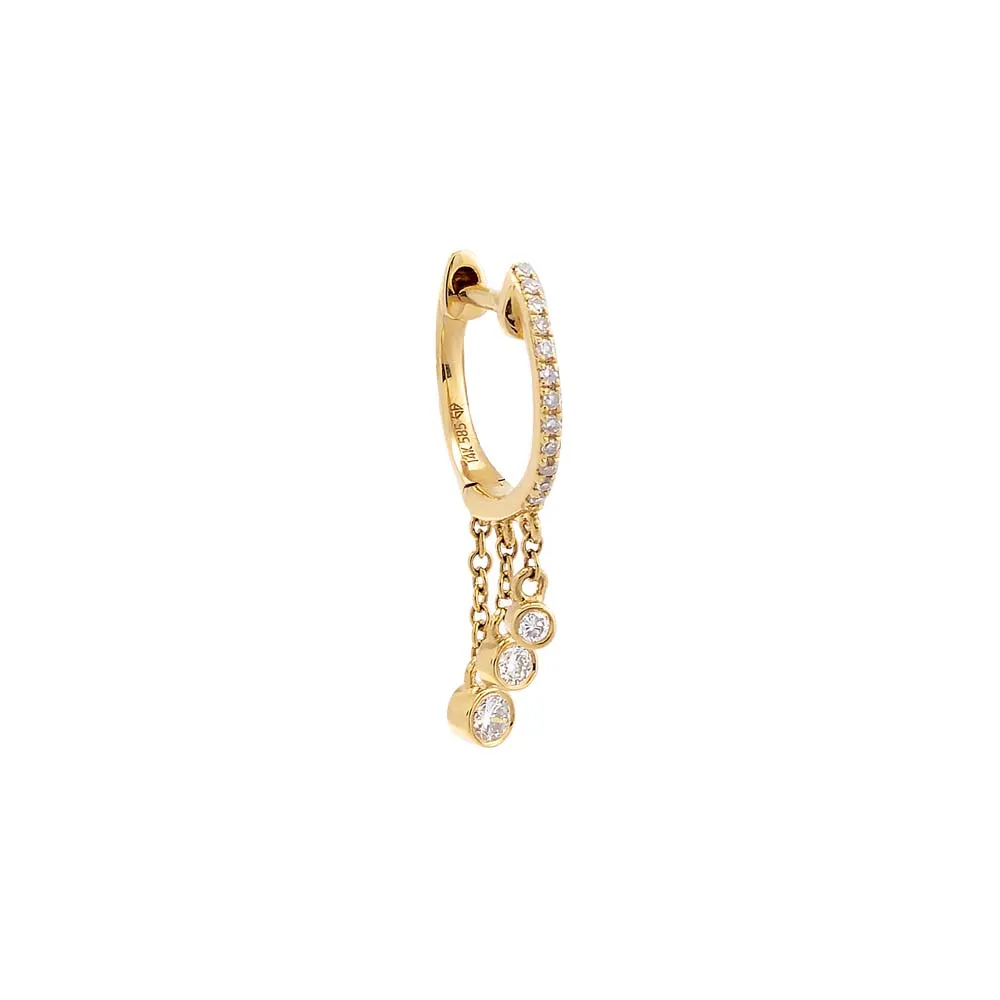 Diamond Bezel Dangling Huggie Earring 14K by By Adina Eden