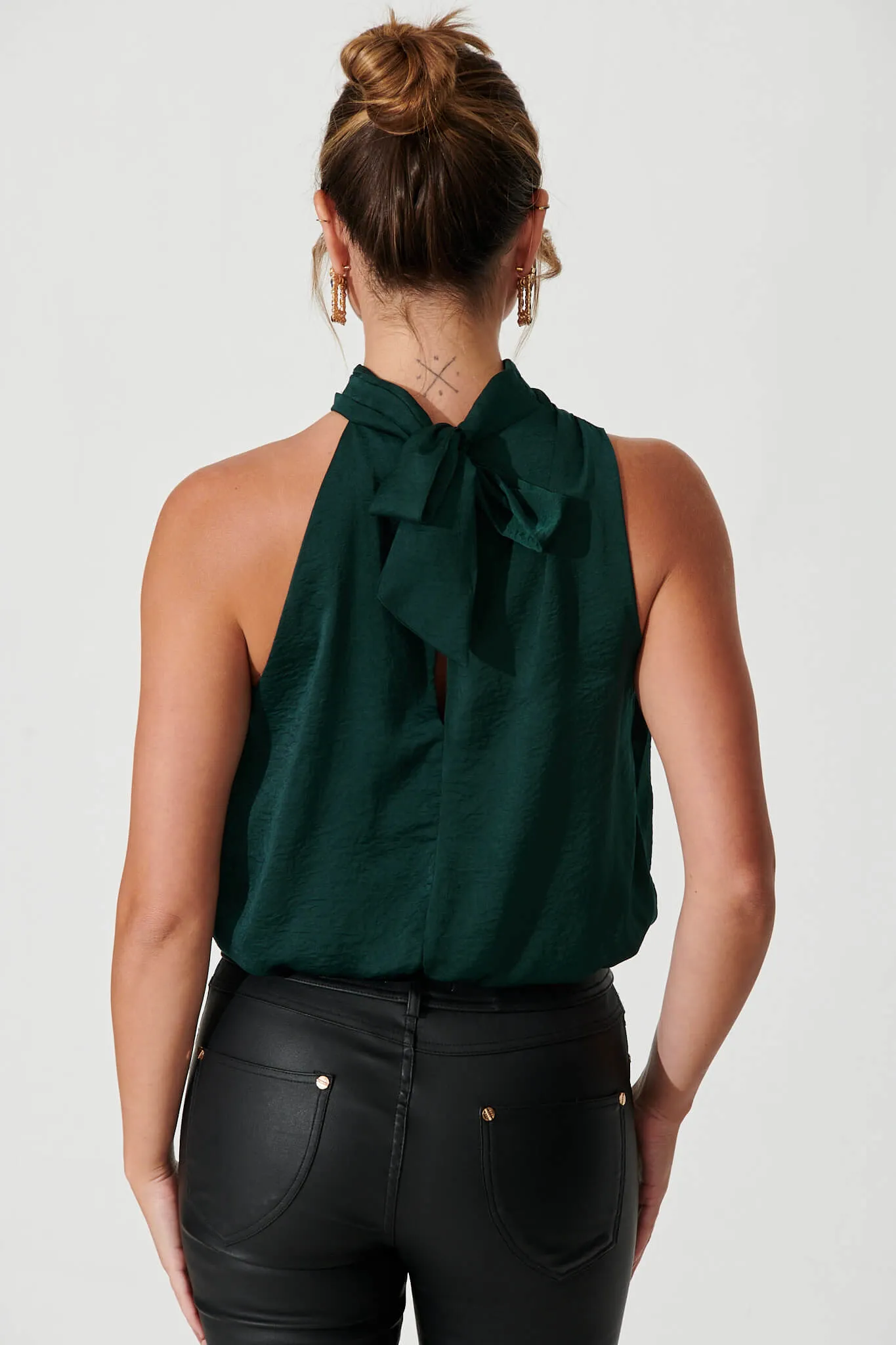 Emerald Satin Roxanne Blouse