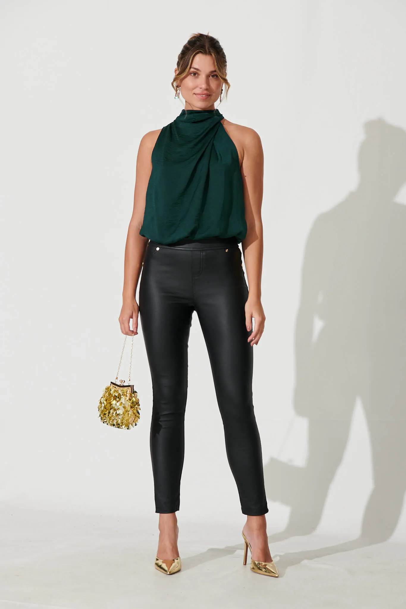 Emerald Satin Roxanne Blouse
