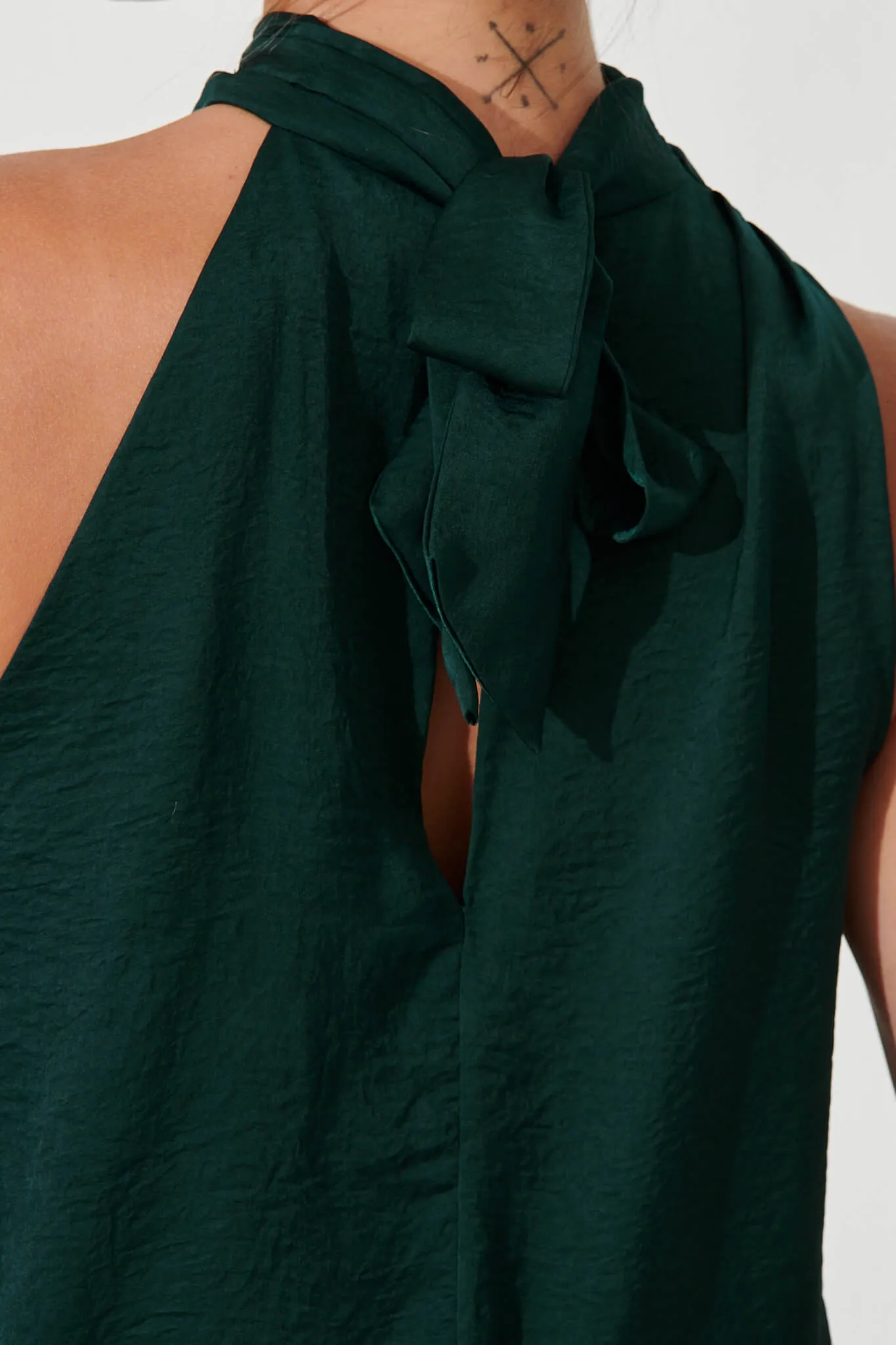 Emerald Satin Roxanne Blouse