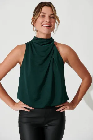 Emerald Satin Roxanne Blouse